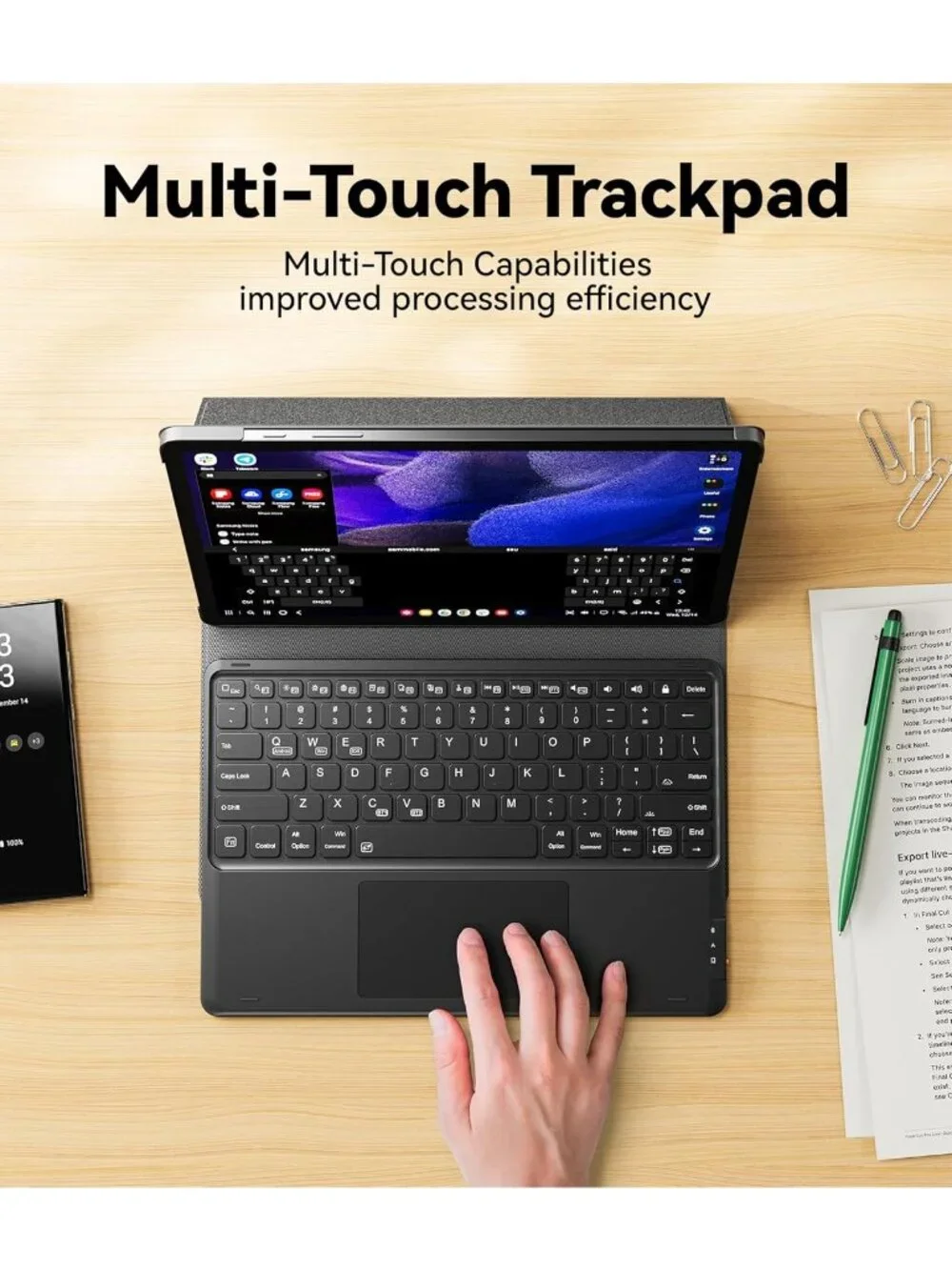 Samsung Galaxy Tab S9 Plus Keyboard Case 7 Color Backlit Touchpad & S Pen Holder